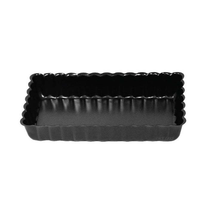 Mini rectangle nonstick tart pan with fluted sides and removable bottom