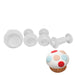 Mini Round Plastic Plunger Cutter Set of 4 for fondant, gum paste, cookies, cupcakes and cake decorating with multiple round circle sizes.
