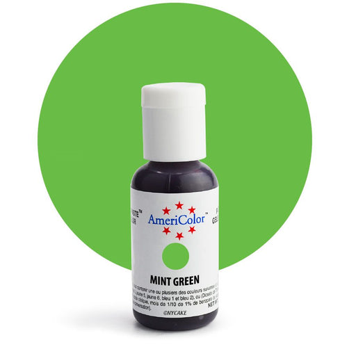 AmeriColor Mint Green Soft Gel Paste food coloring .75 oz bottle for cake decorating, buttercream, fondant, royal icing, cookies, and desserts.