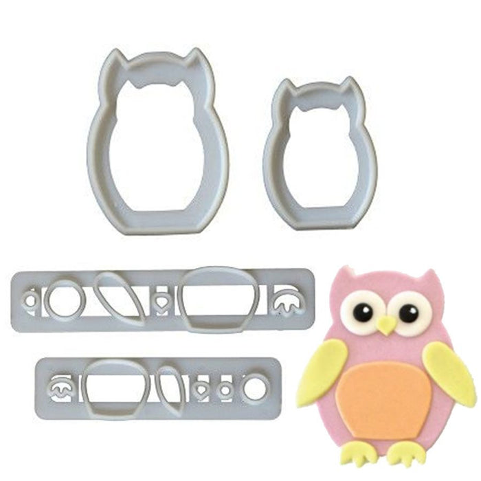 FMM Mommy and Baby Owl 4-piece fondant and gum paste cutter set made in England for cake decorating.