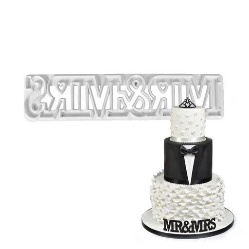 FMM Mr. and Mrs. curved fondant word cutter set for wedding cake decorating