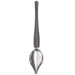 Large stainless steel chocolate drizzle scooper with silicone grip handle for dessert decorating and candy making.