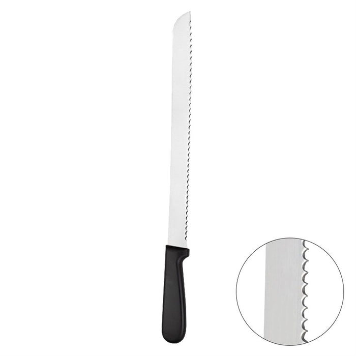 12 inch serrated bread knife with plastic handle for slicing artisan bread, cakes, pastries, and bakery loaves