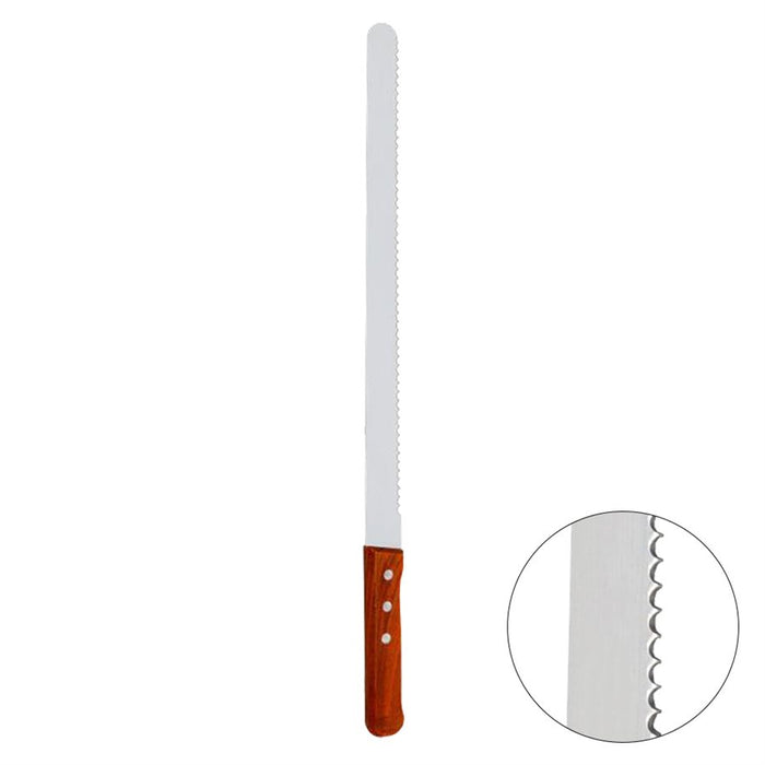 14 inch serrated bread knife with wooden handle for slicing artisan bread, cakes, pastries, and bakery loaves