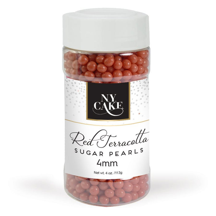 Red Terracotta Sugar Pearls 4 mm - NY Cake | Cake Decorating & Baking Supplies