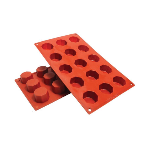 NY Cake® octagon silicone baking mold with 15 one-ounce cavities for cakes, chocolates, mousse and desserts