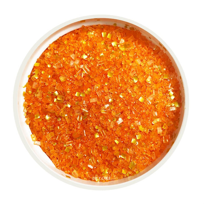 Orange and gold glitter decorating sugar for fall and Thanksgiving cakes, cupcakes, cookies and desserts.