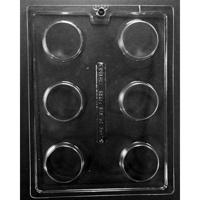 2 inch round Oreo cookie chocolate mold with 6 cavities for making chocolate-covered sandwich cookies and candy treats