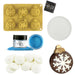 Christmas ornament hot cocoa bomb decorating kit with silicone mold, white chocolate, sanding sugar and decorating dust