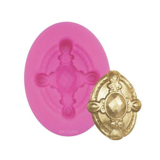 Oval brooch diamond silicone fondant mold for cake decorating, wedding cakes, chocolate, gum paste, cookies and edible decorations.