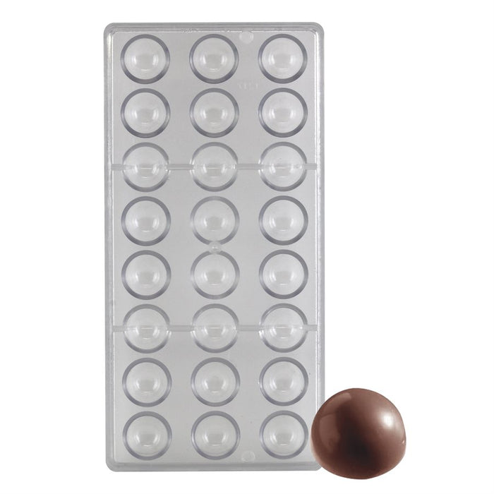 Hemisphere 1" Polycarbonate Chocolate Mold - 24 Cavity - NY Cake | Cake Decorating & Baking Supplies