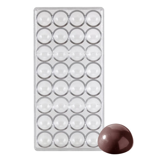 Hemisphere 1" Polycarbonate Chocolate Mold - 32 Cavity - NY Cake | Cake Decorating & Baking Supplies