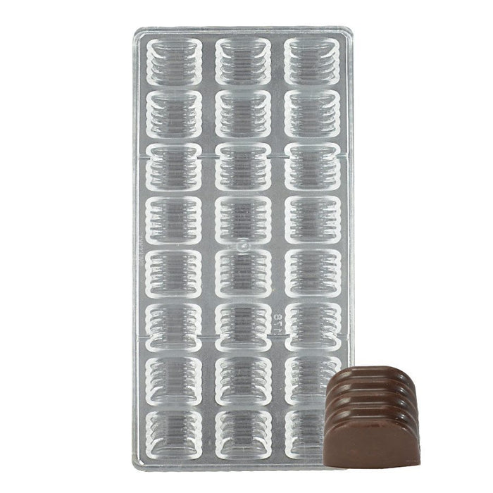 Grooved Square Polycarbonate Chocolate Mold - NY Cake | Cake Decorating & Baking Supplies