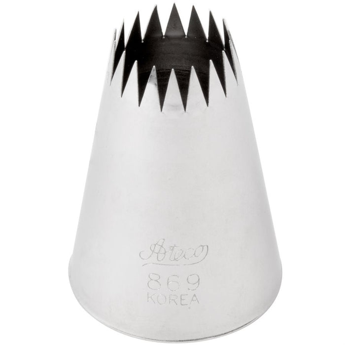 Ateco #869 stainless steel French star piping tip for decorating cakes, cupcakes, cookies and pastries with stars, shells and rosettes