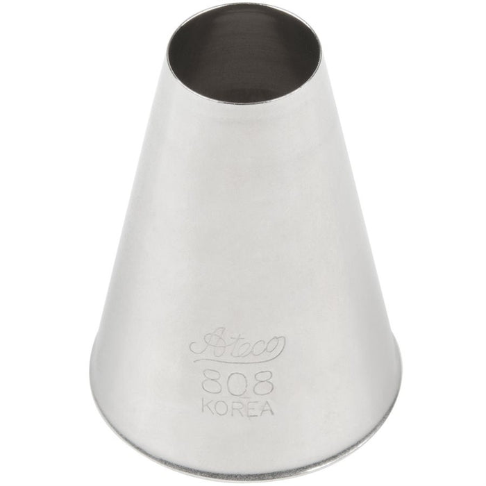 Ateco Plain Round Piping Tip No. 808 stainless steel large decorating tip for buttercream and cake decorating
