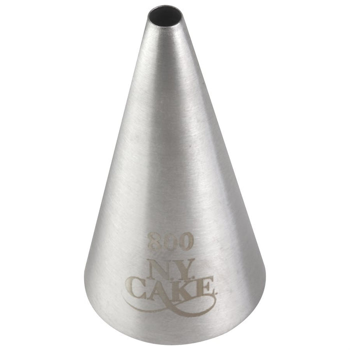 NY Cake No. 800 stainless steel round piping tip for ultra-fine cake decorating, royal icing details, intricate lettering, and precision piping.