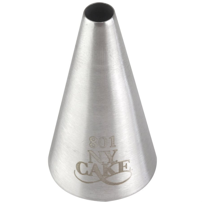 NY Cake No. 801 stainless steel round piping tip for ultra-fine cake decorating, lettering, royal icing, and detailed piping work.