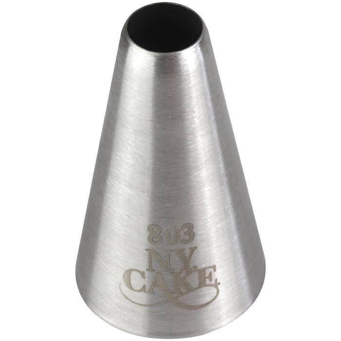 NY Cake No. 803 stainless steel round piping tip for fine piping details, cake lettering, buttercream decorating, and royal icing work.