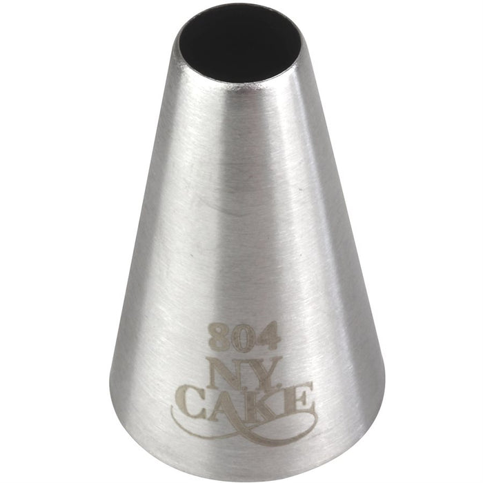 NY Cake No. 804 stainless steel round piping tip for cake borders, cupcake decorating, buttercream piping, lettering, and pastry filling.