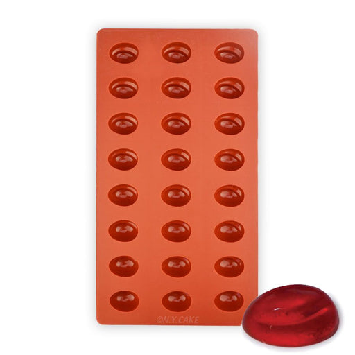 Peach Jellyflex silicone candy mold with 24 peach-shaped cavities for making gummies, jellies, chocolates and specialty confections.