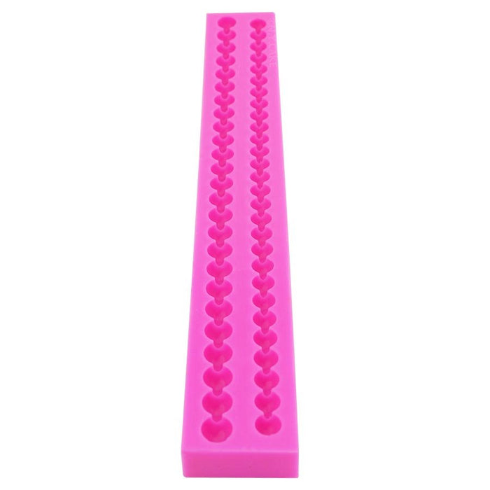 Pearl border silicone fondant mold with 12mm and 14mm pearl strand designs for cake decorating and sugar craft projects