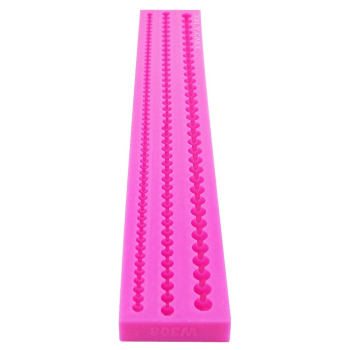 Pearl border silicone fondant mold with 6mm 8mm and 10mm pearl strand designs for cake decorating and sugar crafts