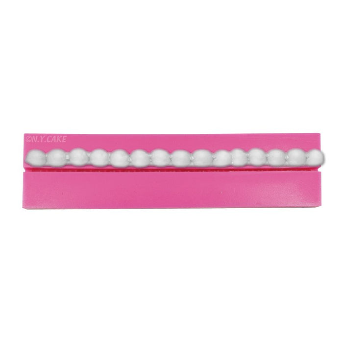 Silicone pearl border mold for fondant cake decorating available in 4mm 6mm 8mm 10mm 12mm and 14mm pearl sizes.