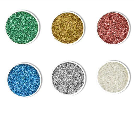 Colorful pearlized sugar crystals for cake decorating, cupcakes, cookies, pastries, desserts, and holiday baking from NY Cake.