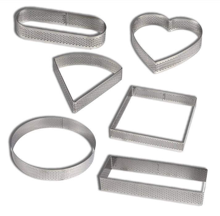Perforated Tart Rings Stainless Steel Round Square Heart Shapes for Baking