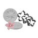 Petunia cutter and veiner set with stainless steel cutters and silicone veiner for fondant, gum paste, sugar flowers, and cake decorating.