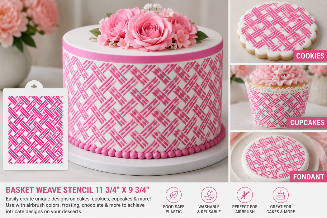 Basket Weave Cake Stencil 11 3/4" x 9 3/4" | NY Cake®