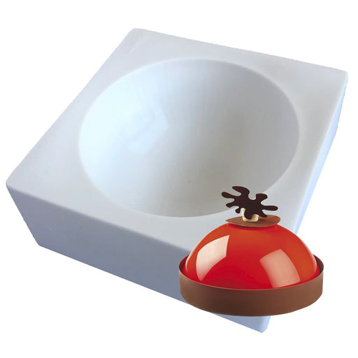 7.5-inch plain hemisphere silicone baking and freezing mold for dome cakes, mousse, chocolate, gelatin and frozen desserts.