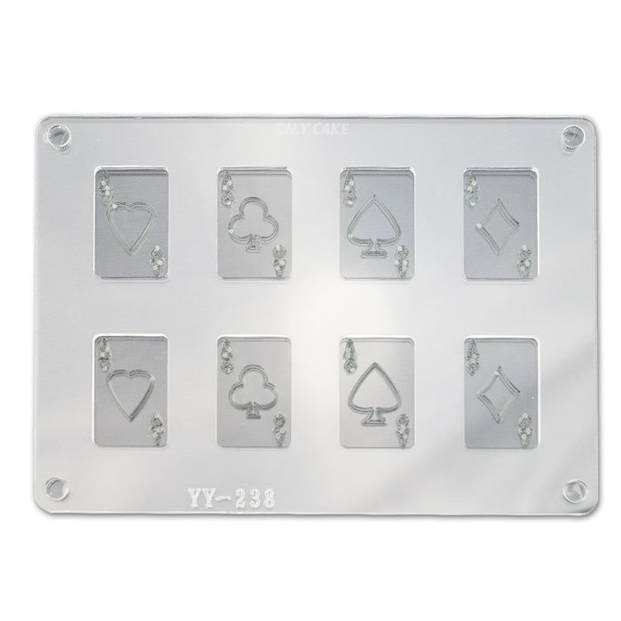 Playing cards 8-cavity acrylic chocolate mold for casino and poker candy