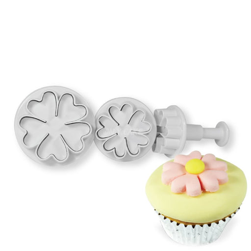 Primrose Plunger Cutter Set of 3 for cutting and embossing fondant flowers for cakes, cupcakes, cookies and cake decorating.