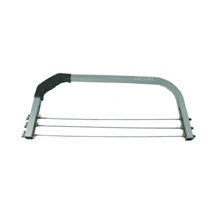 Professional adjustable cake leveler with three stainless steel blades for cutting even cake layers up to 18 inches wide