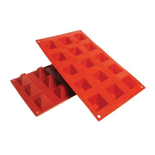 NY Cake 24-cavity pyramid silicone baking mold with 0.7 oz cavities for geometric mousse desserts, chocolates and petit fours