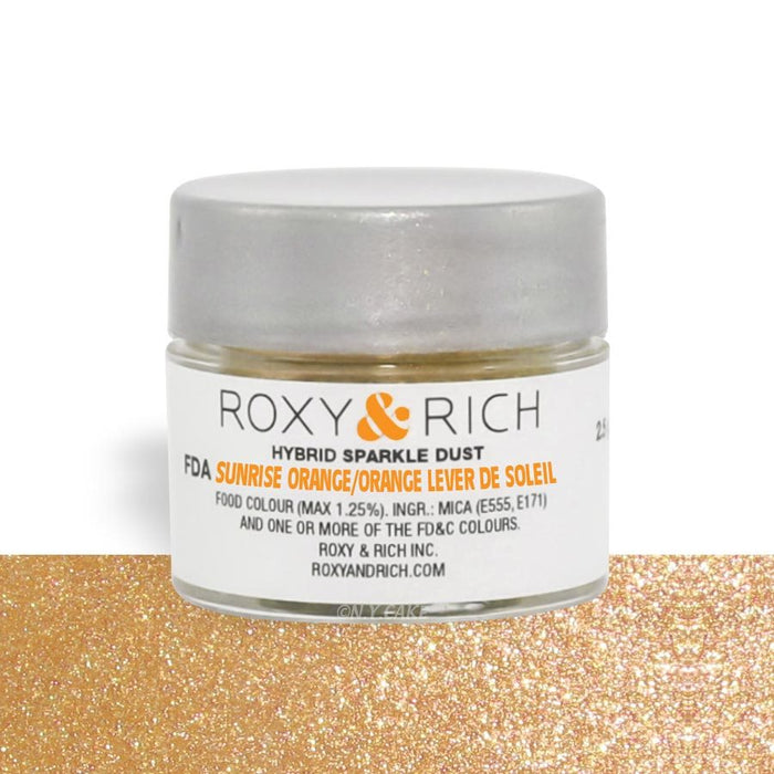 Sunrise Orange Edible Hybrid Sparkle Dust By Roxy Rich 2.5 gram - NY Cake | Cake Decorating & Baking Supplies