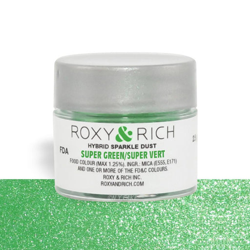 Super Green Edible Hybrid Sparkle Dust By Roxy Rich 2.5 gram - NY Cake | Cake Decorating & Baking Supplies