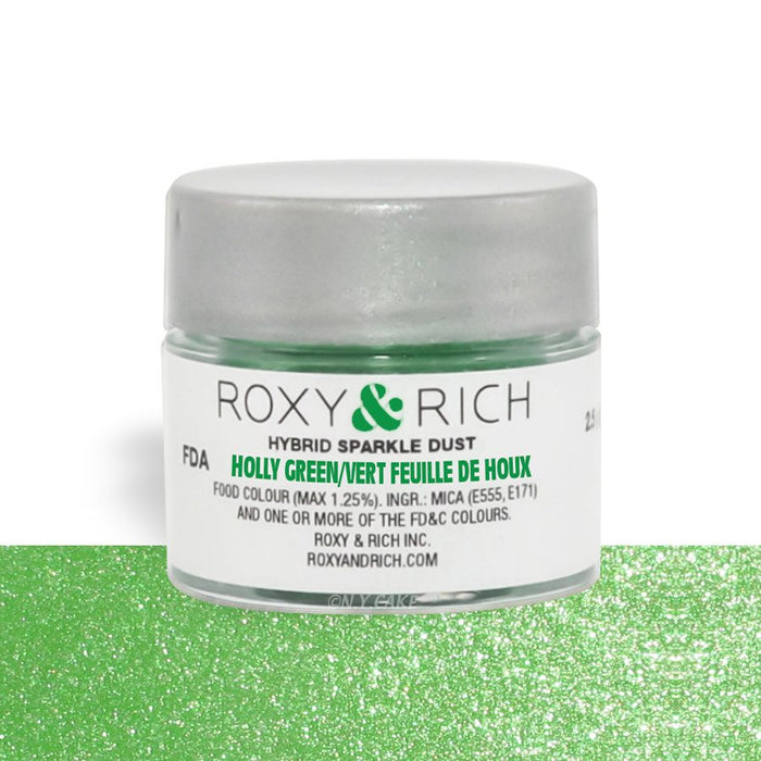 Holly Green Edible Hybrid Sparkle Dust By Roxy Rich 2.5 gram - NY Cake | Cake Decorating & Baking Supplies