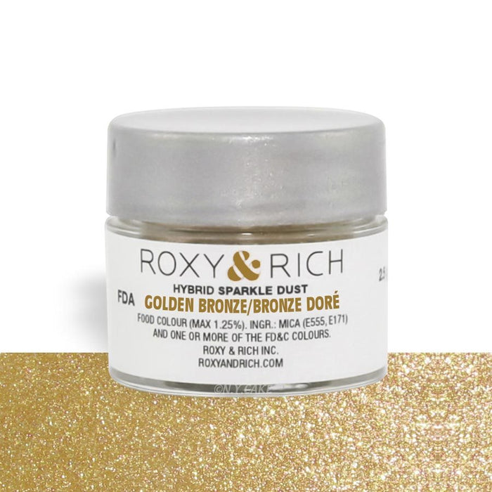 Golden Bronze Edible Hybrid Sparkle Dust By Roxy Rich 2.5 gram - NY Cake | Cake Decorating & Baking Supplies