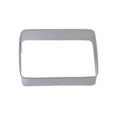 Rectangle 3 1/2-inch tinplated steel cookie cutter for baking and fondant