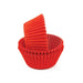 Red glassine standard-size cupcake baking cups with greaseproof design, available in packs of 50 or 500.