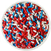 Red, white and blue jimmies sprinkles mix for decorating patriotic cakes, cupcakes, cookies and desserts.