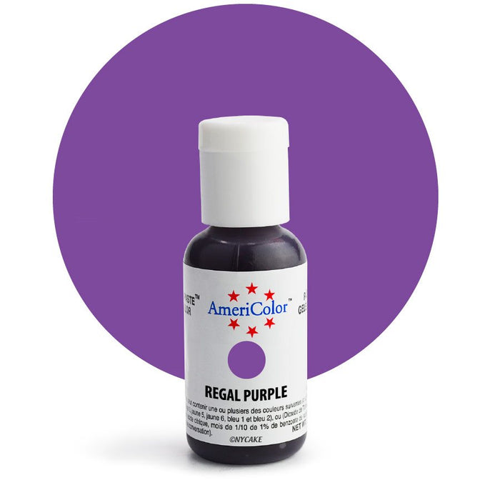 AmeriColor Regal Purple Soft Gel Paste food coloring .75 oz bottle for cake decorating, buttercream, fondant, royal icing, cookies, and bakery desserts.