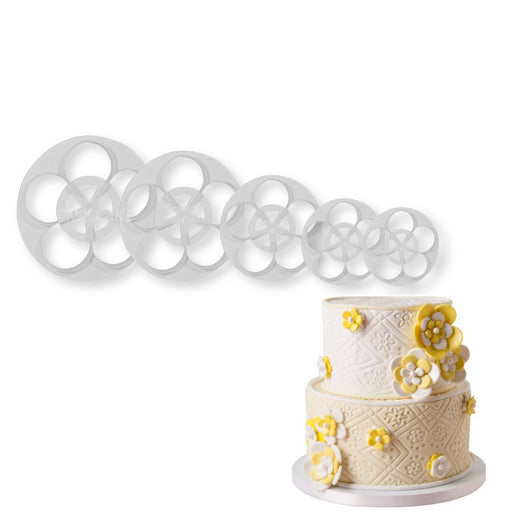 NY Cake Large Rose Cutter Set with 5 fondant and gum paste flower cutters for cake decorating