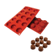 Red silicone rose baking mold for chocolates, mousse desserts, mini cakes, pastries, candy making, and floral dessert decorating.