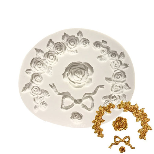 Rose trim silicone fondant mold for floral cake decorating 4 1/2 x 4 inch