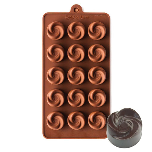 NY Cake Rosette silicone chocolate mold with 15 floral cavities for chocolate, candy, gummies, fondant and dessert making