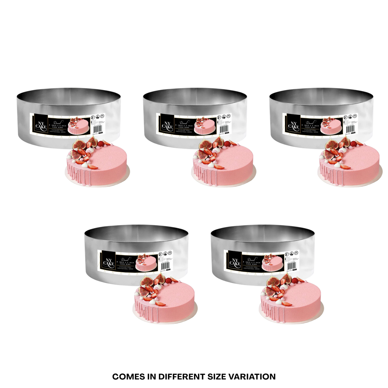 Round stainless steel cake ring mold for baking mousse and layered desserts