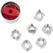 Wilton 7-piece round Linzer cookie cutter set with metal round cutter, red holder and six interchangeable decorative center cutters